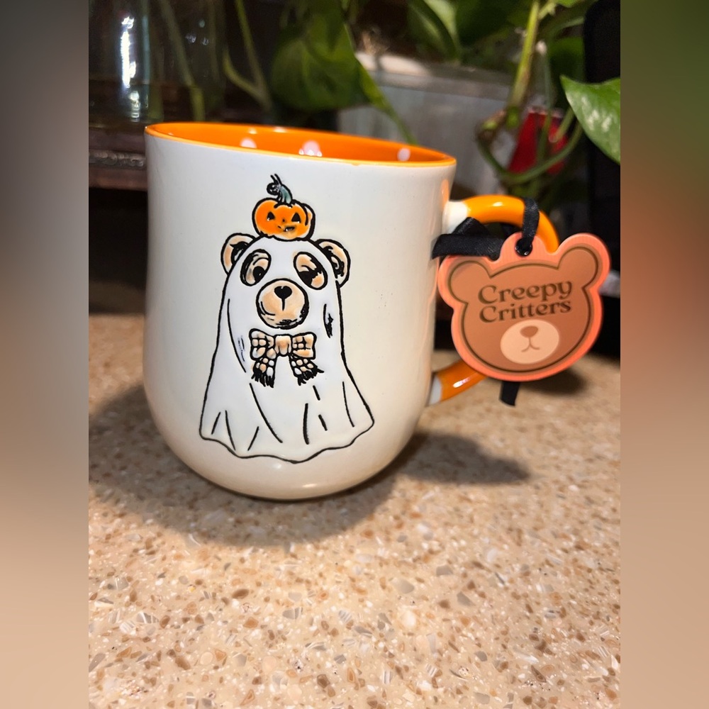 CREEPY CRITTERS Teddy Bear Pumpkin Ghost Halloween Fall Ceramic Mug Cup NWT